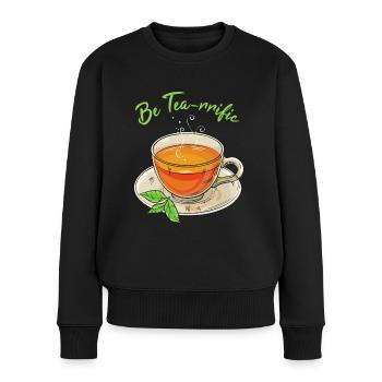 Tee-Wortspiel - Frauen Premium Bio Pullover - Schwarz - Vorne - Julia (174cm)