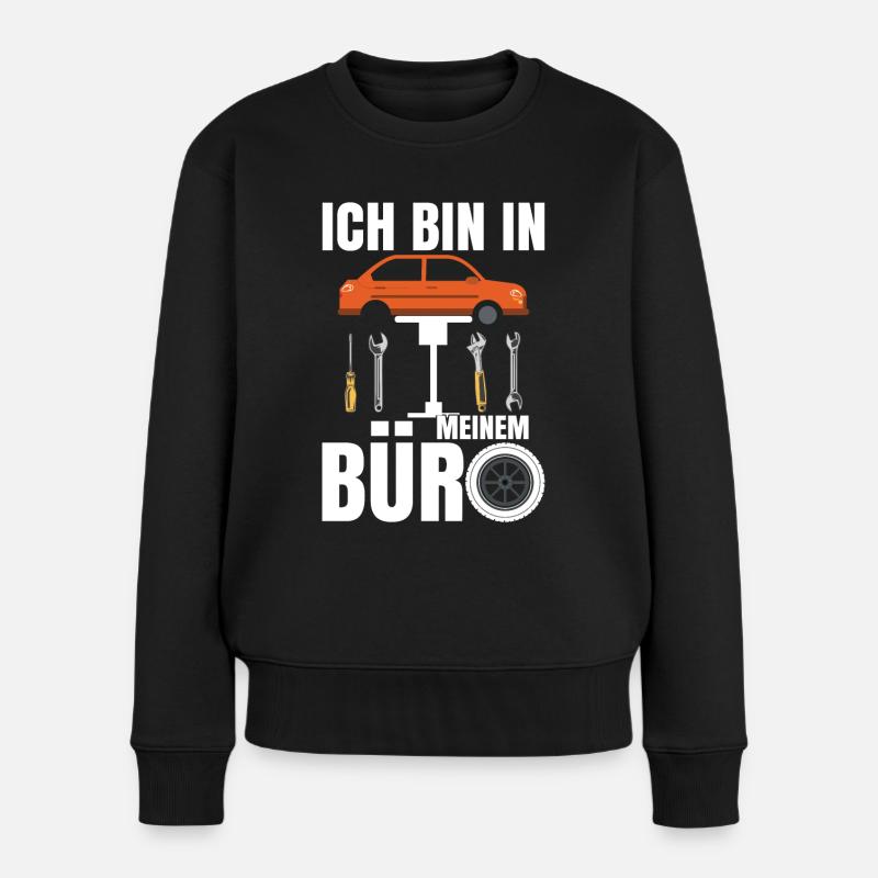 Ich bin in meinem Büro - Frauen Premium Bio Pullover - Schwarz