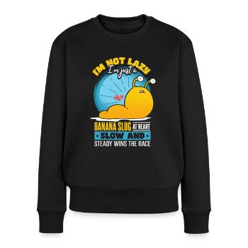Limace de banane dans l’âme - Pull Premium bio Femme - noir - Devant - Julia (174cm)