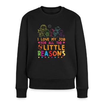 J’aime mon travail pour toutes les petites raisons | Enseignant - Pull Premium bio Femme - noir - Devant - Julia (174cm)