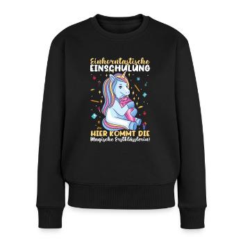 Erste Klasse Einhorn Grundschule - Frauen Premium Bio Pullover - Schwarz - Vorne - Julia (174cm)