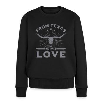 Lustiges Longhorn Lone Star State Texas - Frauen Premium Bio Pullover - Schwarz - Vorne - Julia (174cm)