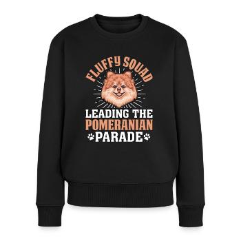 Fluffy Squad leading the Pomeranian Parade - Frauen Premium Bio Pullover - Schwarz - Vorne - Julia (174cm)