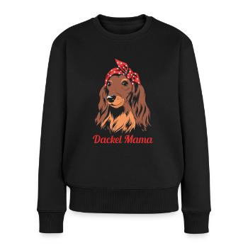 Dackel Mama - Frauen Premium Bio Pullover - Schwarz - Vorne - Julia (174cm)