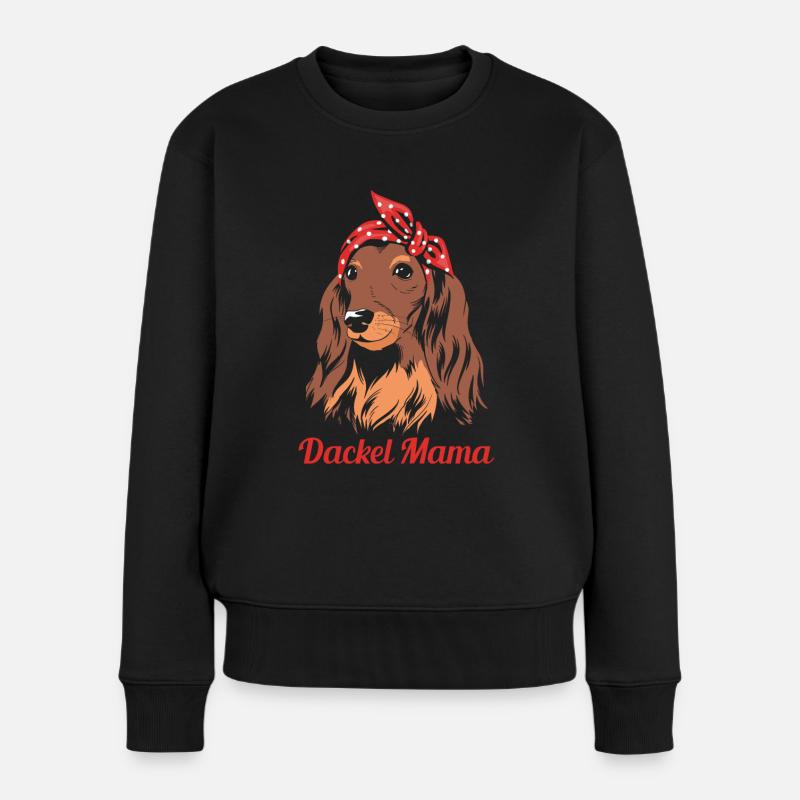Dackel Mama - Frauen Premium Bio Pullover - Schwarz
