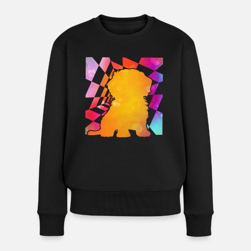 Havaneser Retro - Frauen Premium Bio Pullover - Schwarz