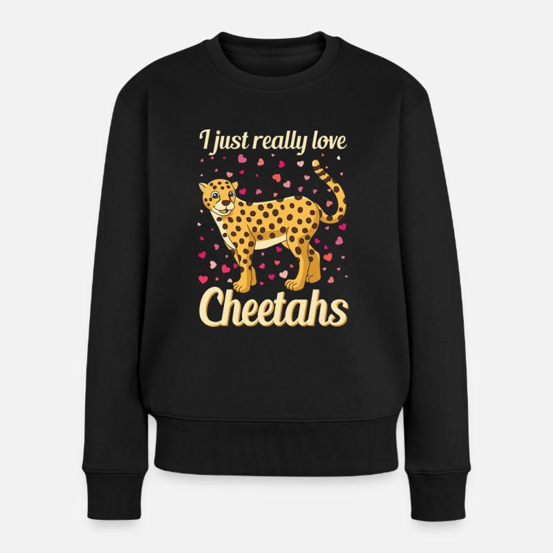 Ich liebe Geparden einfach - Frauen Premium Bio Pullover - Schwarz