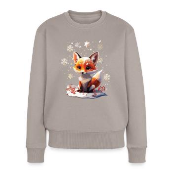 Mignon renard mignon en cadeau d’hiver - Pull Premium bio Femme - taupe - Devant - Julia (174cm)