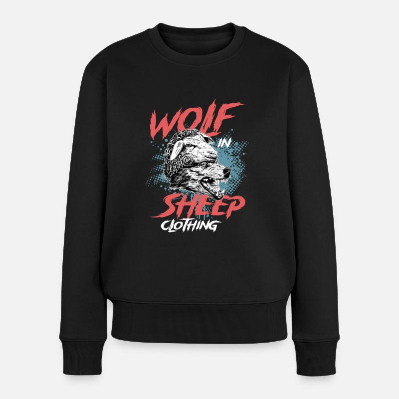 Wolf in sheep's clothing, wolves, pack, teeth, predator - Women's Premium Organic Jumper - black