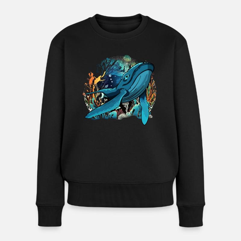 Blauwal - Frauen Premium Bio Pullover - Schwarz