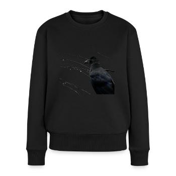 Dark Thoughts - Corbeau devant des branches mouillées II - Pull Premium bio Femme - noir - Devant - Julia (174cm)
