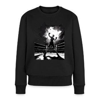 Boxen - Frauen Premium Bio Pullover - Schwarz - Vorne - Julia (174cm)