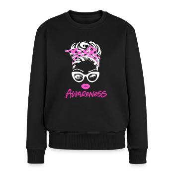 Brustkrebs Bewusstsein - Frauen Premium Bio Pullover - Schwarz - Vorne - Julia (174cm)