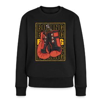 Boxen - Frauen Premium Bio Pullover - Schwarz - Vorne - Julia (174cm)