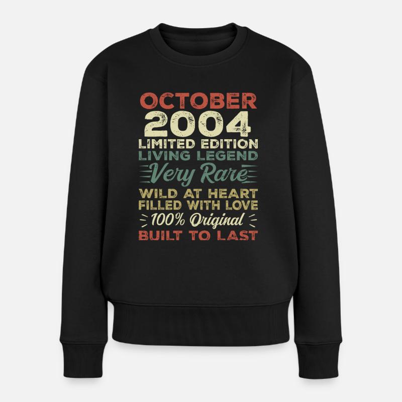 2004 Octobre 2004 Anniversaire Octobre 2004 Original - Pull Premium bio Femme - noir