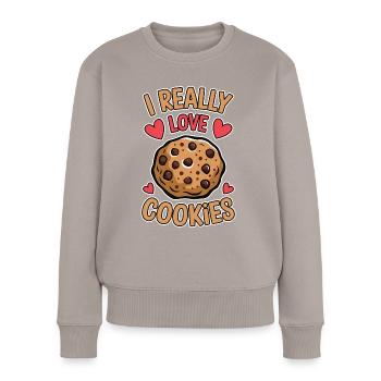 Cookies Disant Biscuits au Chocolat Cadeau de Cookie Drôle - Pull Premium bio Femme - taupe - Devant - Julia (174cm)