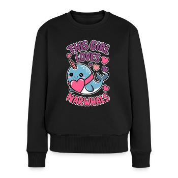Narwal Spruch Narwale Lustiges Narwal Geschenk - Frauen Premium Bio Pullover - Schwarz - Vorne - Julia (174cm)
