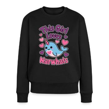 Narwal Spruch Narwale Lustiges Narwal Geschenk - Frauen Premium Bio Pullover - Schwarz - Vorne - Julia (174cm)
