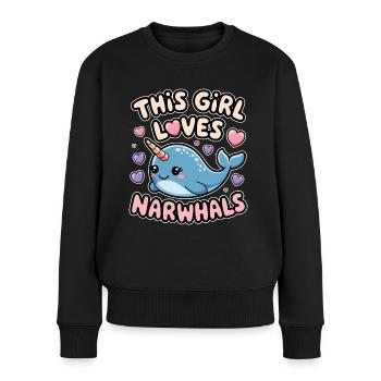 Narwal Spruch Narwale Lustiges Narwal Geschenk - Frauen Premium Bio Pullover - Schwarz - Vorne - Julia (174cm)