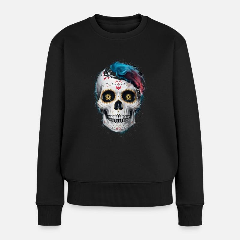 Tag der Toten / Dia de los muertos / Sugar Skull - Frauen Premium Bio Pullover - Schwarz