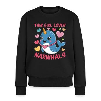 Narwal Spruch Narwale Lustiges Narwal Geschenk - Frauen Premium Bio Pullover - Schwarz - Vorne - Julia (174cm)