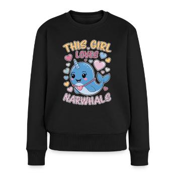Narwal Spruch Narwale Lustiges Narwal Geschenk - Frauen Premium Bio Pullover - Schwarz - Vorne - Julia (174cm)