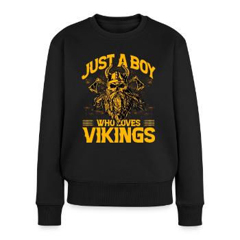 Juste un garçon qui aime les Vikings - Pull Premium bio Femme - noir - Devant - Julia (174cm)
