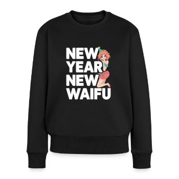 New Year New Waifu – Funny Anime Otaku Design - Women's Premium Organic Jumper - black - Front - Julia (174cm)