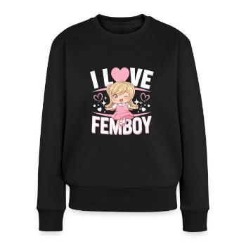 I Love Femboy -Funny Gift Idea for Anime Fans - Women's Premium Organic Jumper - black - Front - Julia (174cm)