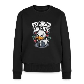 Psychisch am Ente – Un design effronté pour les fans d’humour - Pull Premium bio Femme - noir - Devant - Julia (174cm)