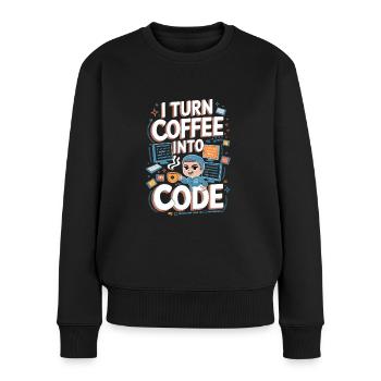 Café et Code – Conception de programmeur amusant - Pull Premium bio Femme - noir - Devant - Julia (174cm)