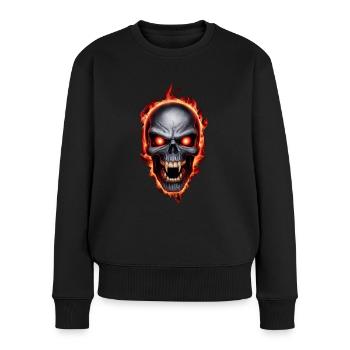 Vampir Burning Skull - Frauen Premium Bio Pullover - Schwarz - Vorne - Julia (174cm)