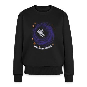 Lost in the Cosmos - Astronaut - Weltall - Frauen Premium Bio Pullover - Schwarz - Vorne - Julia (174cm)