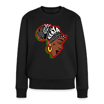 Kenia Kenianische Frau Muster Flagge Afrika Karte - Frauen Premium Bio Pullover - Schwarz - Vorne - Julia (174cm)