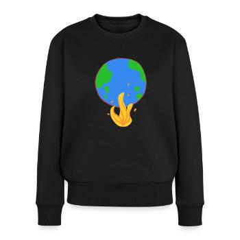 erde brennt klimaschutz feuer - Frauen Premium Bio Pullover - Schwarz - Vorne - Julia (174cm)