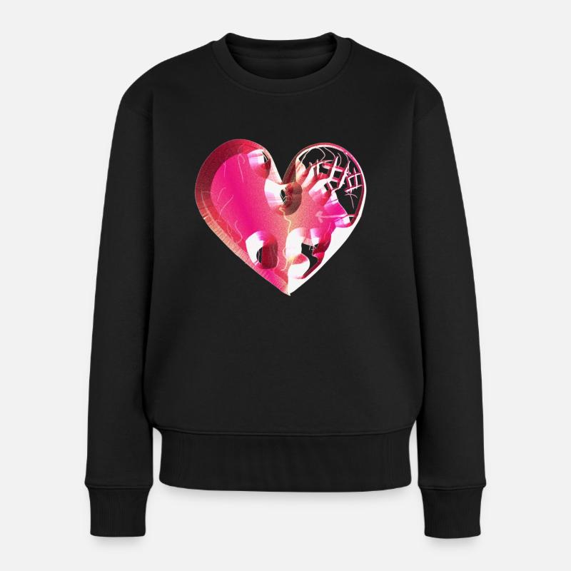 herz pink glitzer narben - Frauen Premium Bio Pullover - Schwarz
