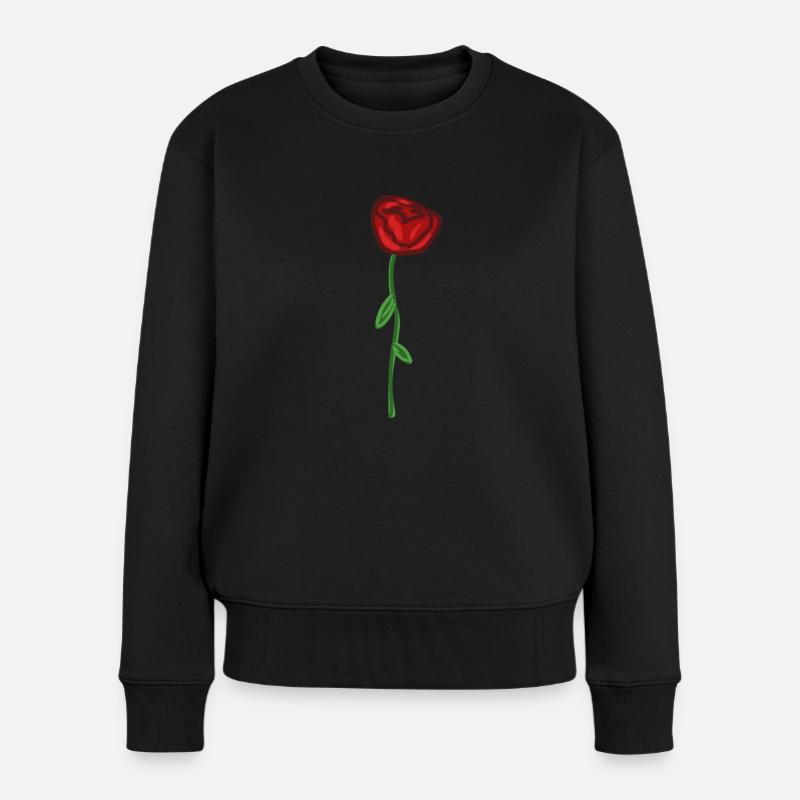 rote rose blume symbol pflanze - Frauen Premium Bio Pullover - Schwarz