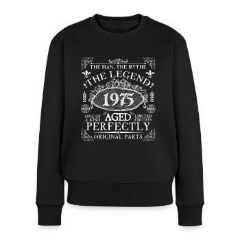 1975 Legend | Vintage Aged Perfectly 1975 - Frauen Premium Bio Pullover - Schwarz - Vorne - Julia (174cm)