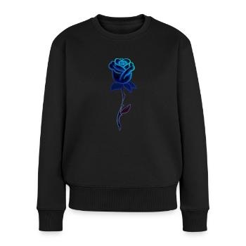 Blue Plant Rose Flower - Women's Premium Organic Jumper - black - Front - Julia (174cm)