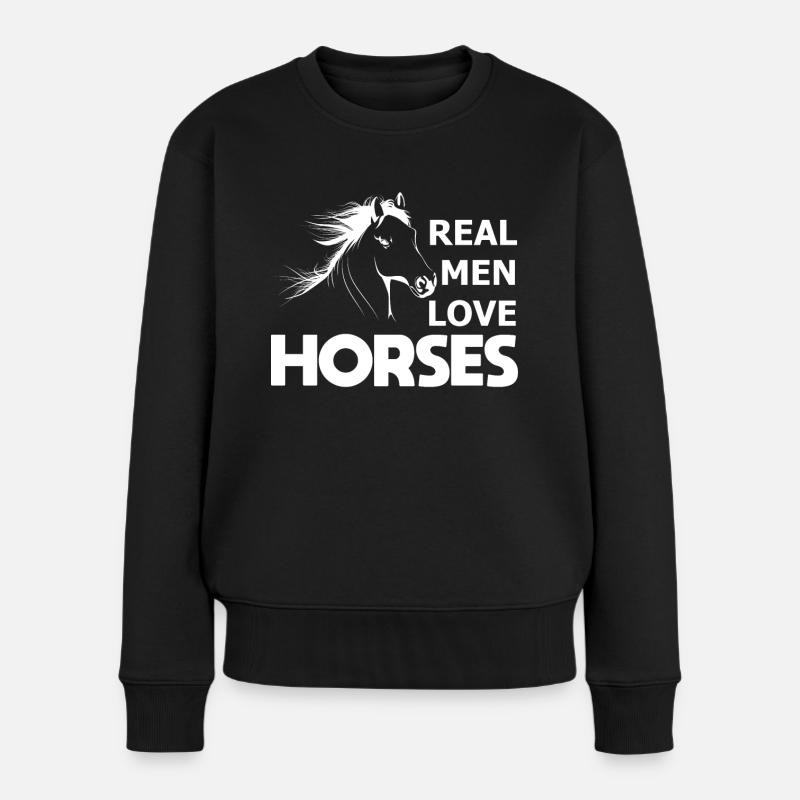 Echte Männer lieben Pferde - - Frauen Premium Bio Pullover - Schwarz