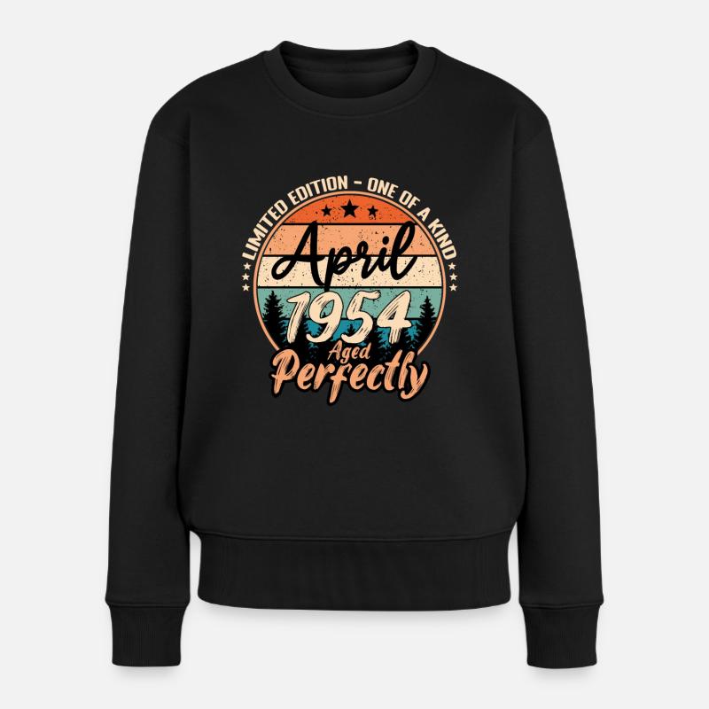 April 1954 Jubiläum 1954 Legenden April - Frauen Premium Bio Pullover - Schwarz