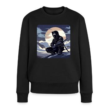 Geheimnisvoller Ninja Krieger - Frauen Premium Bio Pullover - Schwarz - Vorne - Julia (174cm)