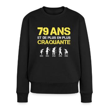 Cadeau Femme Anniversaire 79 - Pull Premium bio Femme - noir - Devant - Julia (174cm)