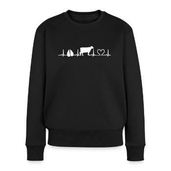 vaches heartbeat t-shirt vaches vache - Pull Premium bio Femme - noir - Devant - Julia (174cm)