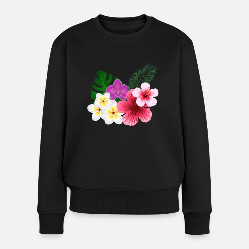 Fleurs tropicales et fleurs - Pull Premium bio Femme - noir
