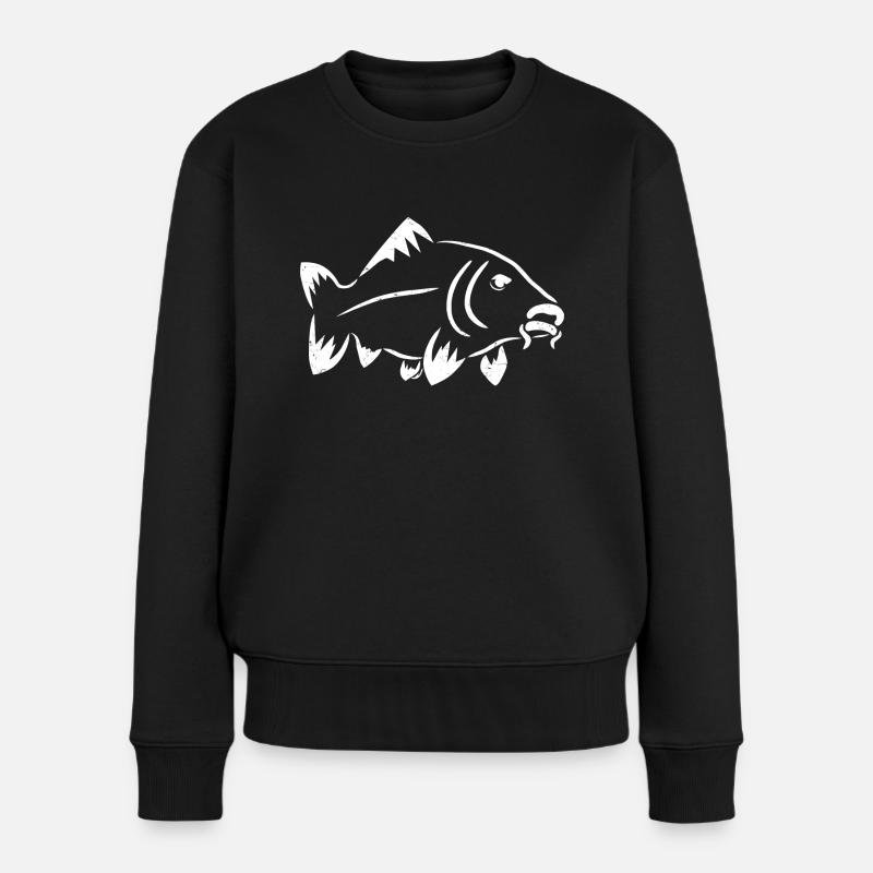 Logo poisson - carpe - Pull Premium bio Femme - noir