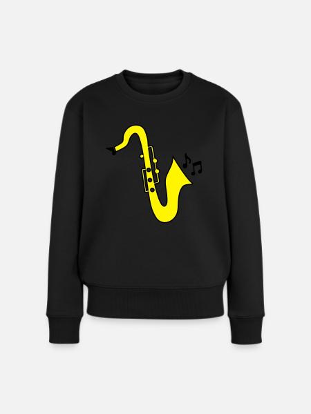 Saxophon - Frauen Premium Bio Pullover - Schwarz