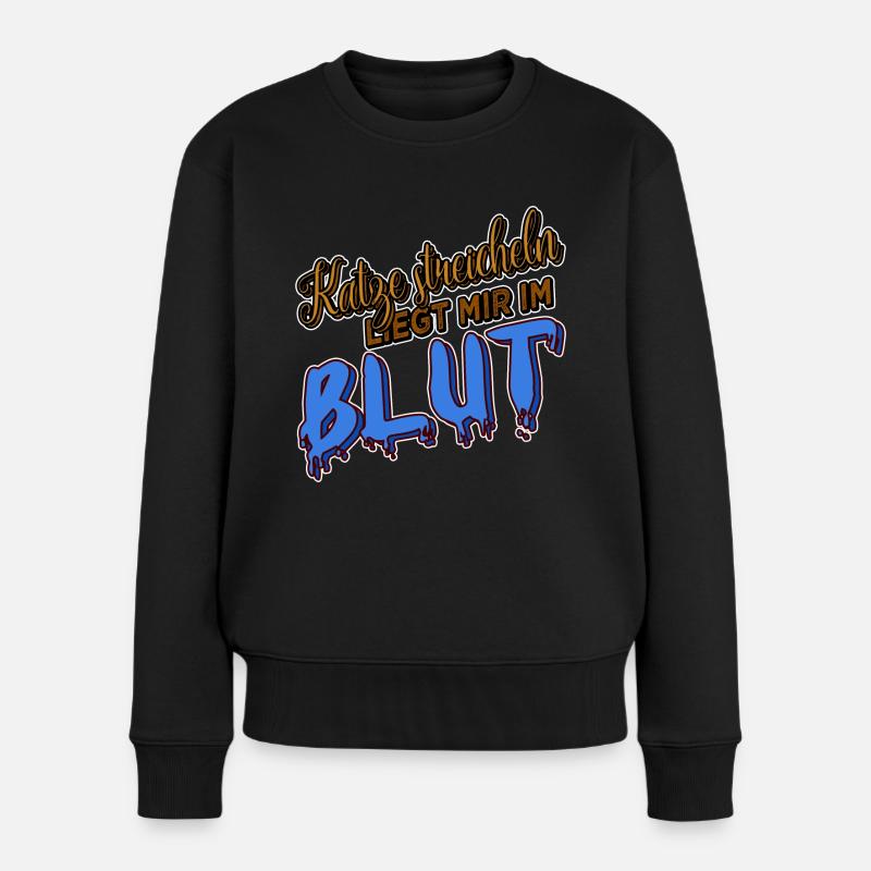 meerkatze katze weihnachten witzig lustiger spruch - Frauen Premium Bio Pullover - Schwarz