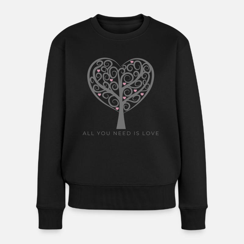 All you need is love Herz Baum - Frauen Premium Bio Pullover - Schwarz