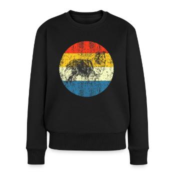 Vintage Hund Retro Sonnenuntergang - Frauen Premium Bio Pullover - Schwarz - Vorne - Julia (174cm)